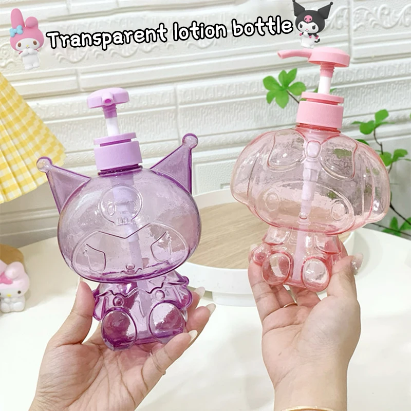 500 ml Hello Kitty Transparentné trblietavé mydlové fľaša roztomilé kuromi melódiu šampón sprchovací kút