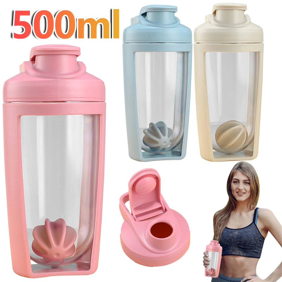500 ml Športová bielkovina Fľaša s bielkovinami Fľaša Outdoor prenosný prenosný prášok Mixer Pohár s fľašou s nápojmi na úniky.