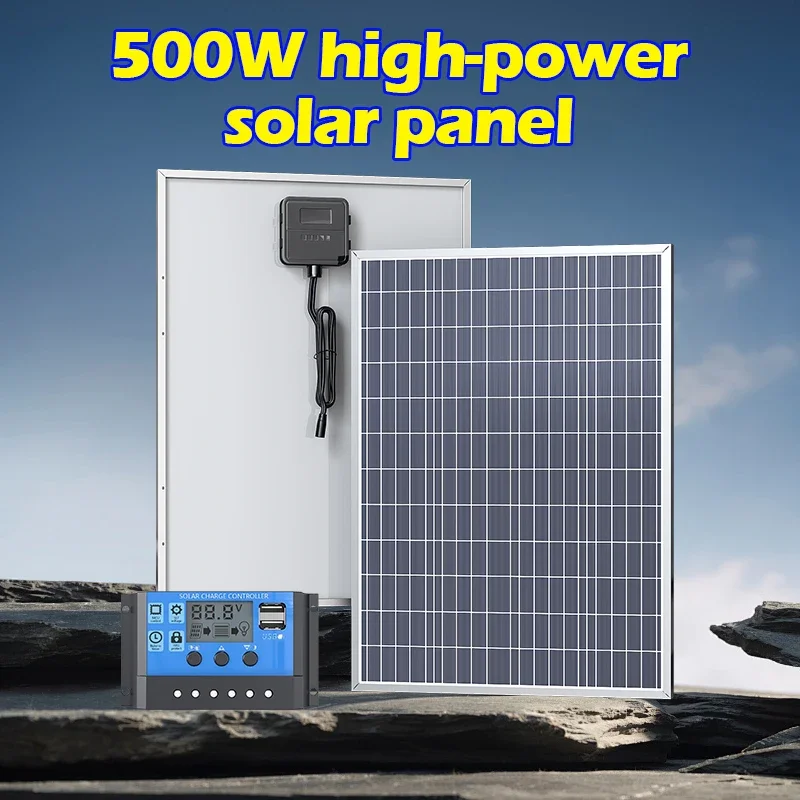 500 W/1000 W 12V fotovoltaic solárny panel Power Bank Kit 100A Ovládač Solárna doska pre domov/kemping/rv/auto rýchla nabíjačka batérií
