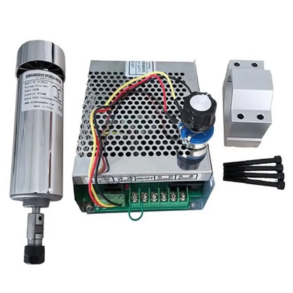 500 W CNC Vzduch chladený CNC vretenárny motor 0,5 kW DC 48V napájací zdroj nastaviteľný guvernér ER11 ER16 Collet Chuck pre DIY CNC smerovač
