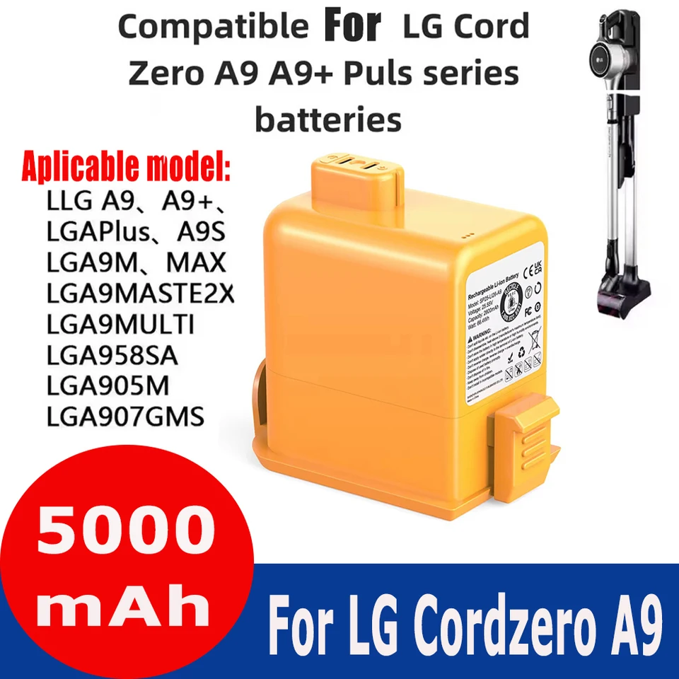 5000 mAh veľká kapacita zberateľa prachu pre LG A9, EAC63758601 EAC63382204 EAC63382201 EAC63382202 EAC63382205 EAC63382208