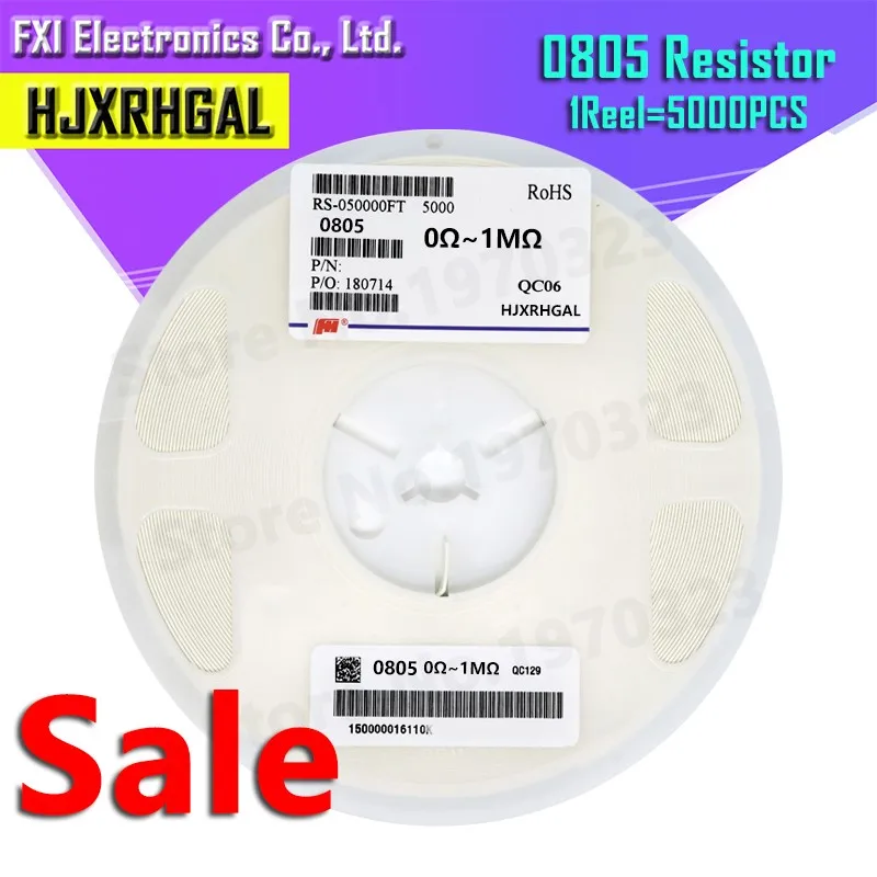 5000ks 0805 SMD 1/4W 0R ~ 10M Rezistor čipu 0 10r 100r 220r 330R 470R 1K 4,7k 10k 47k 100k 100k 0 10 100 330 470 Ohm