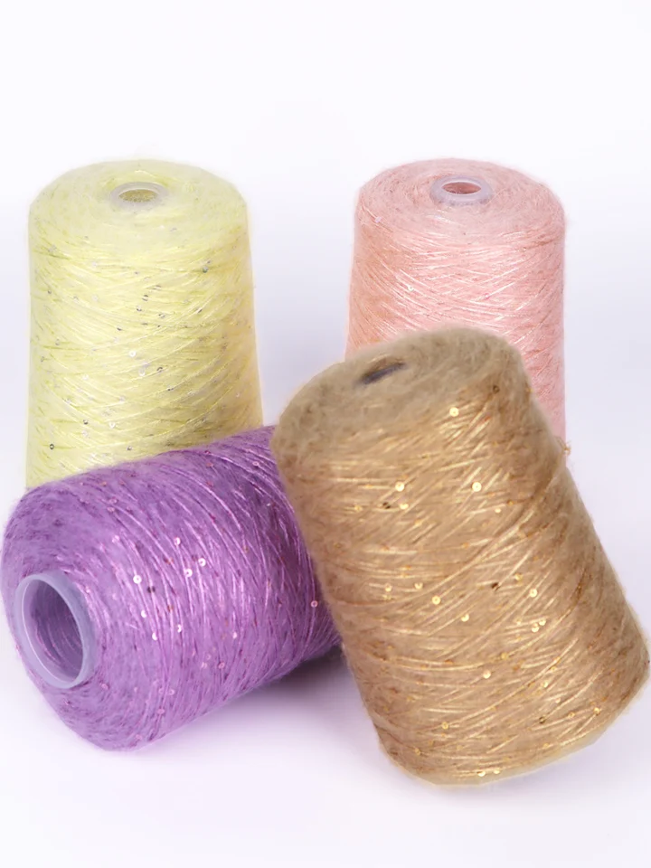 500G Slifined Neden Glitter Mohair, ručne tkaná jemná vlna