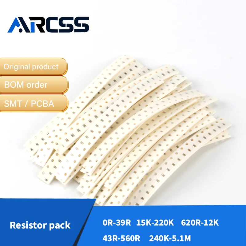 500ks 0805 SMD RESSORS KIT SPEKTRATNÁ KIT 5% Vzorka Vzorka Vzorka DIY Kit elektronický komponent 25 Hodnoty*20ks