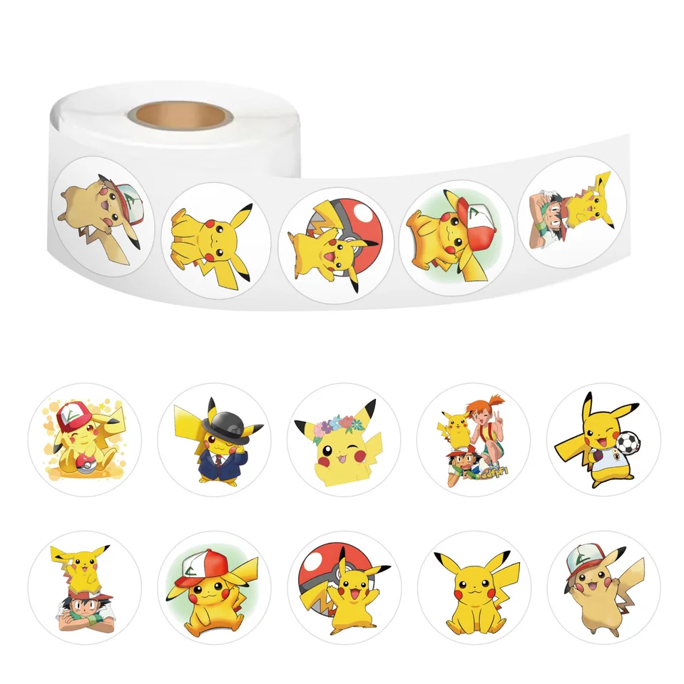500ks Pokémon Pikachu tesniace nálepky roztomilé karikatúry Anime nálepky Round pre domácich majstrov dekora