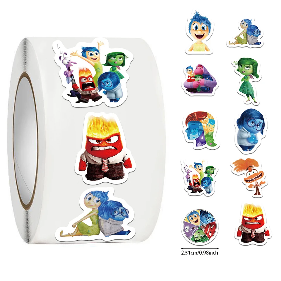 500ks/roll Disney Inside Out 2 Fantasy Animovaná karikatúra tesniaci nálepka DIY PVC NAHOP DECALS DECORÁCIA STIKER Odmeň
