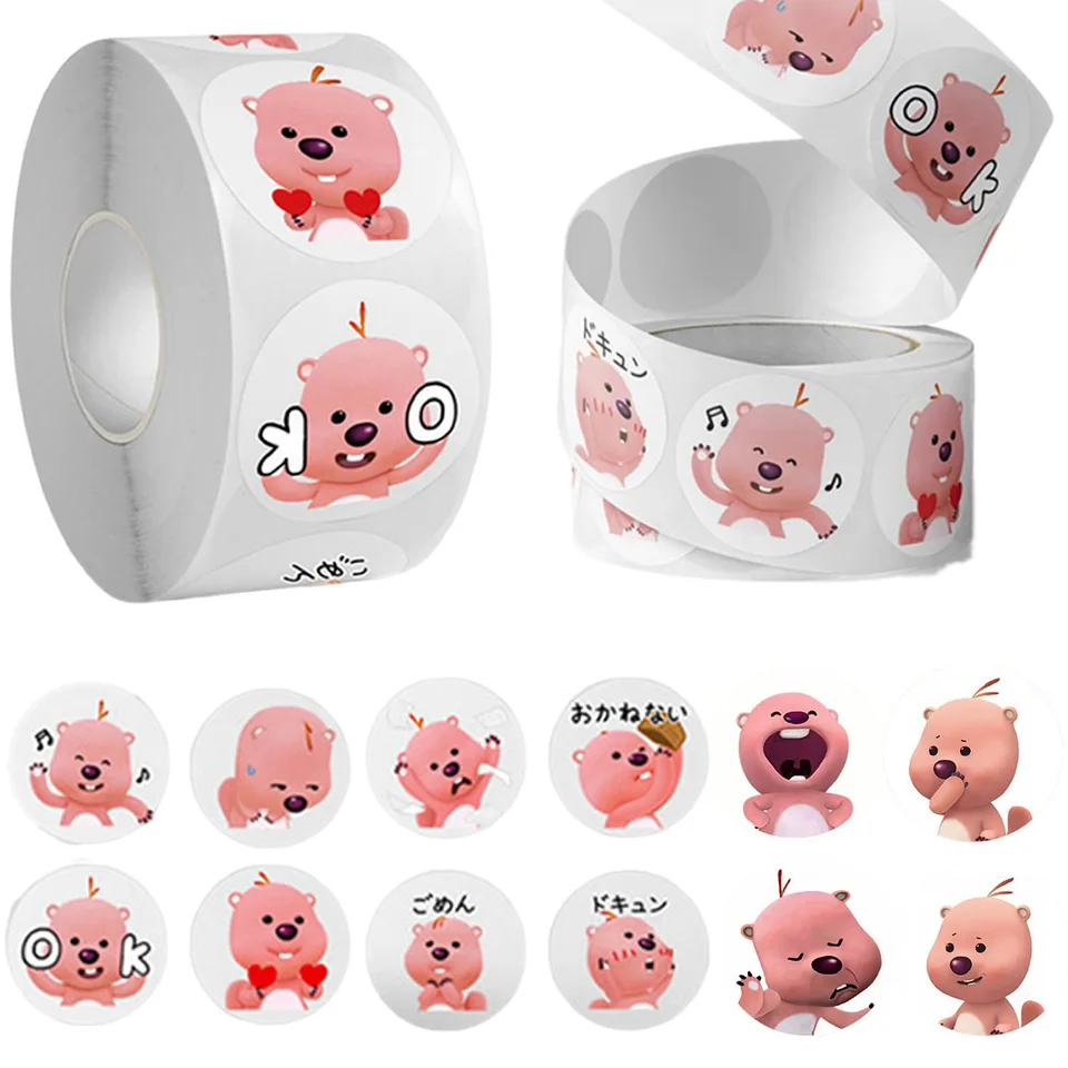 500ks/roll karikatúra Little Beaver Loopy Sticker Cute Emoticon Pack Stickers Kawaii Laptop Water Cup Book Mobile Kids Darček