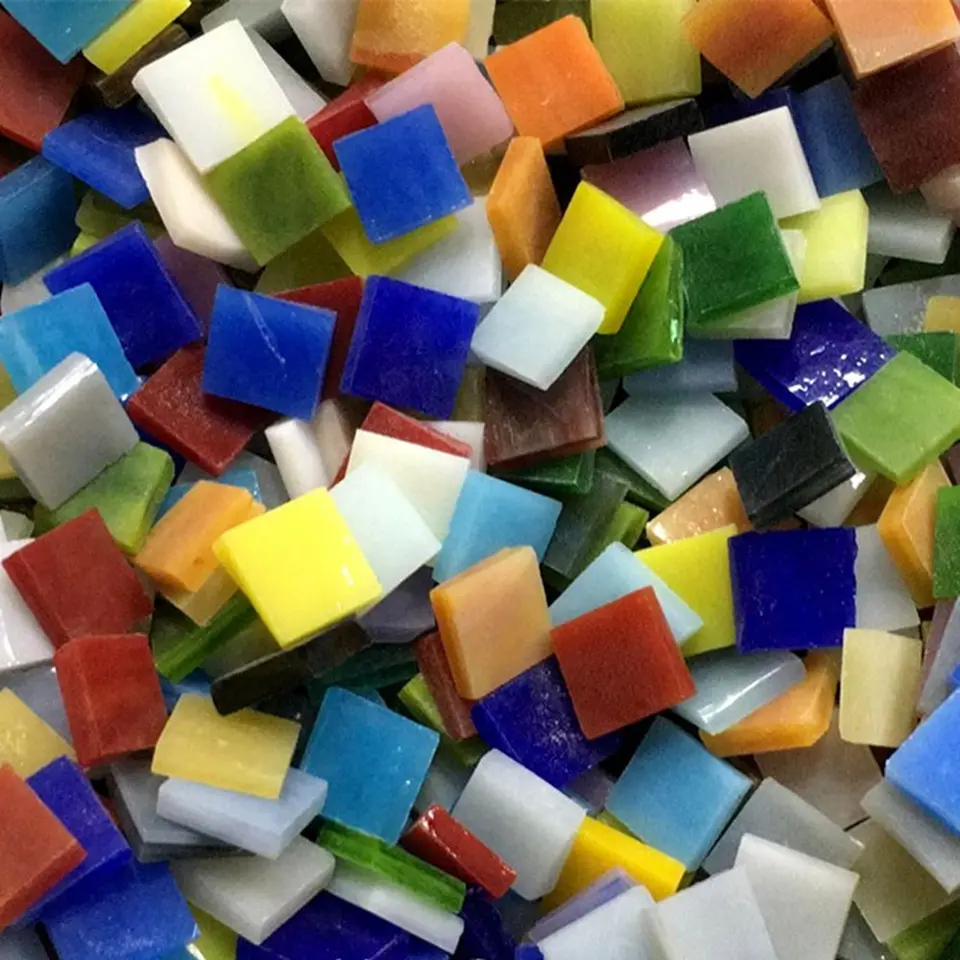 50G DIY Creative Multicolor Mosaic Inlay Dlaždice nástenné ručné materiály Glass sľudy Pravidelné kolážové remeslo 1 cm Zxy9841