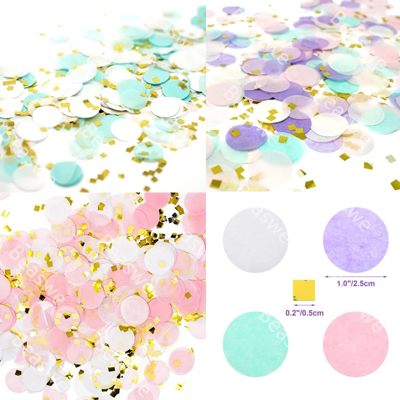 50G Unicorn Morman Confetti 1 palec okrúhly hodvábny papierový stôl Konfety bábätko Girl Birthday Svadobné večere Balóny dekorácie