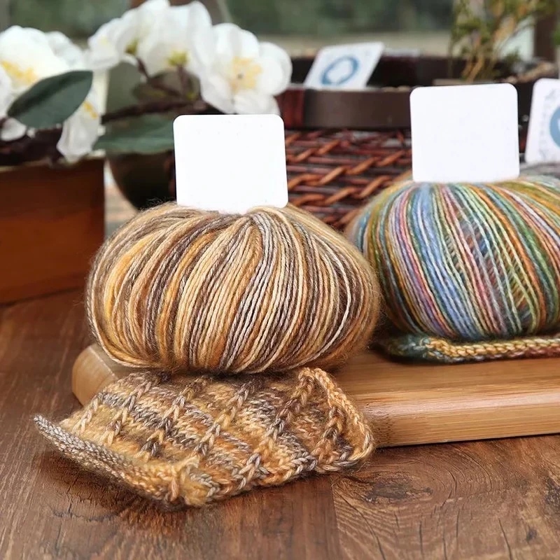 50G vesmírne farbivo Zmiešané farebné háčkovacie priadze retro mäkké rozčúlené bavlnené vlákno DIY šijací pletací sveter šál ručne tkanú vlnenú priadzu