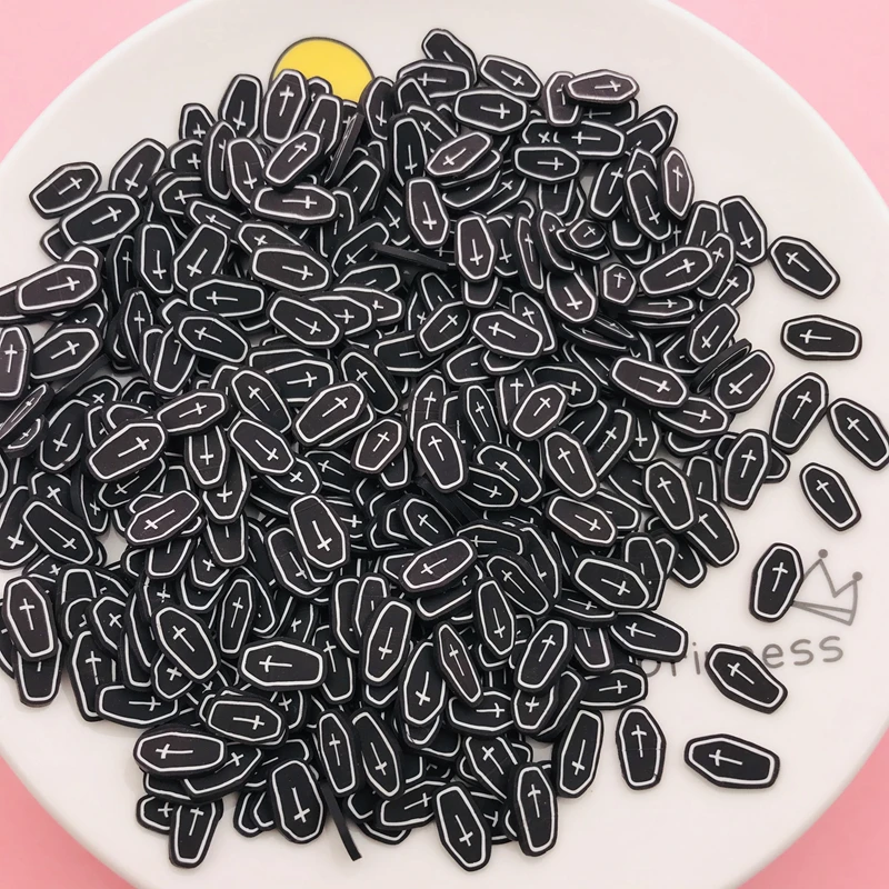 50g/veľa horúceho polyméru hlinené hlinitá Halloween Ghost Sprinkle, roztomilý plátok lebky pre výrobu remesiel, telefón Deco, DIY Scrapbooking
