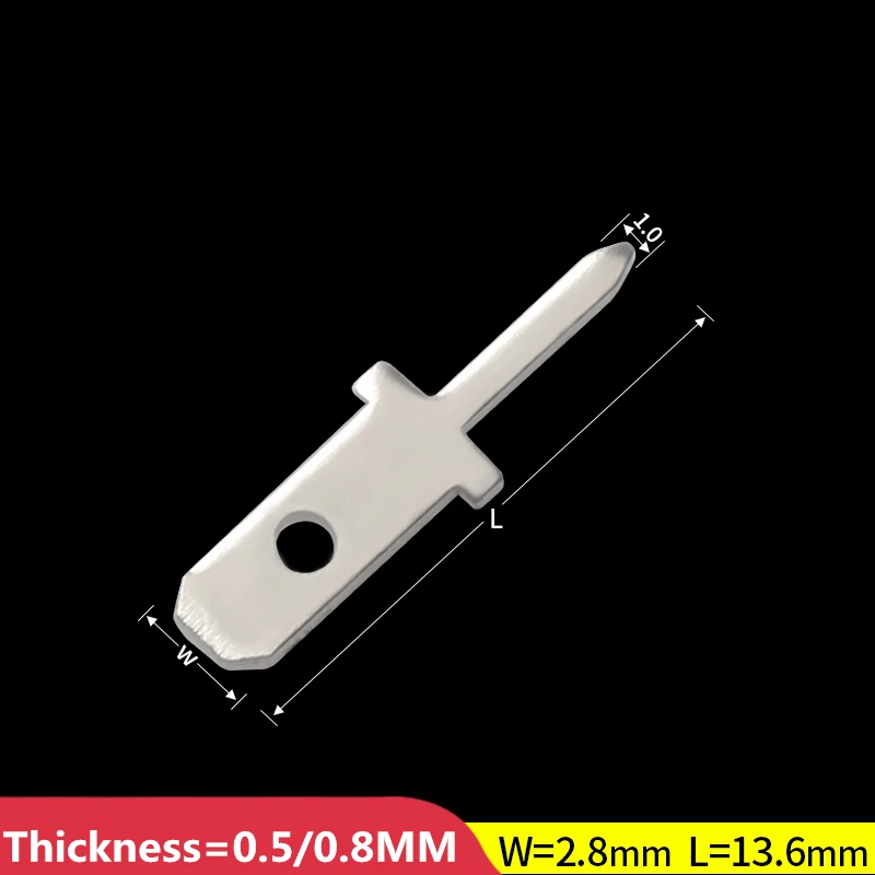 50ks/100ks 2,8 vložky Plug Spring Terminal Terminál PCB spájka LUG Hrúbka 0,5/0,8 mm One nohy, zváracia fólia PCB