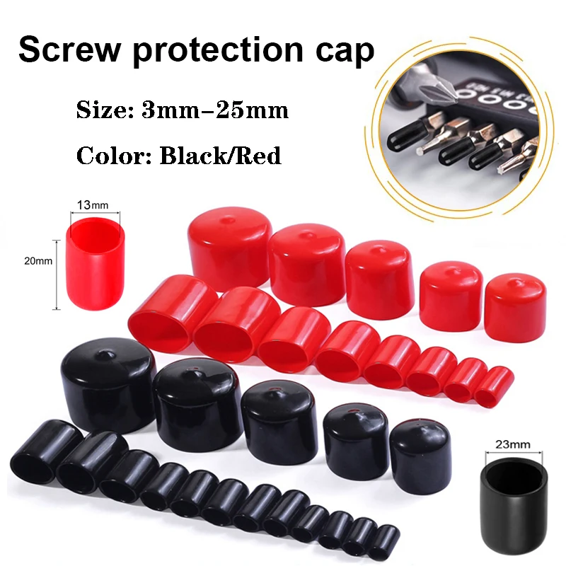 50ks 100ks 200ks 200ks 3 mm-25 mm PVC Round Gum Gumer Cap Cap Cap Ocel Ocel Rúrky Plastové potrubie Gumber Protector Klasifikačná súprava
