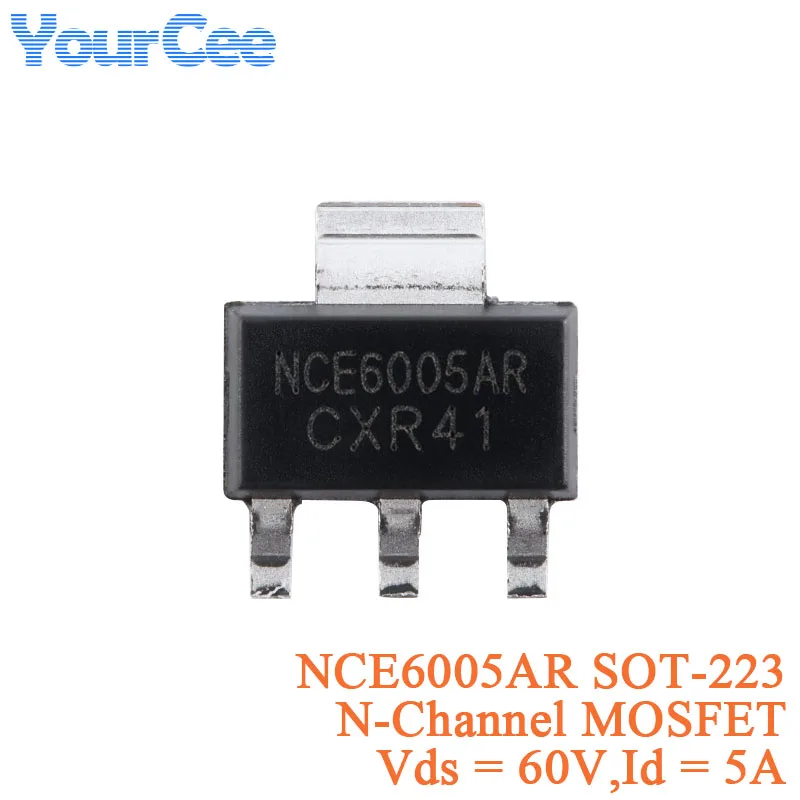 50ks/10ks NCE6005AR SOT-223 NCE6005 CXR41 N-Channel 60V 5A MOSFET Field Effect Tranzistor vylepšený výkonový čip