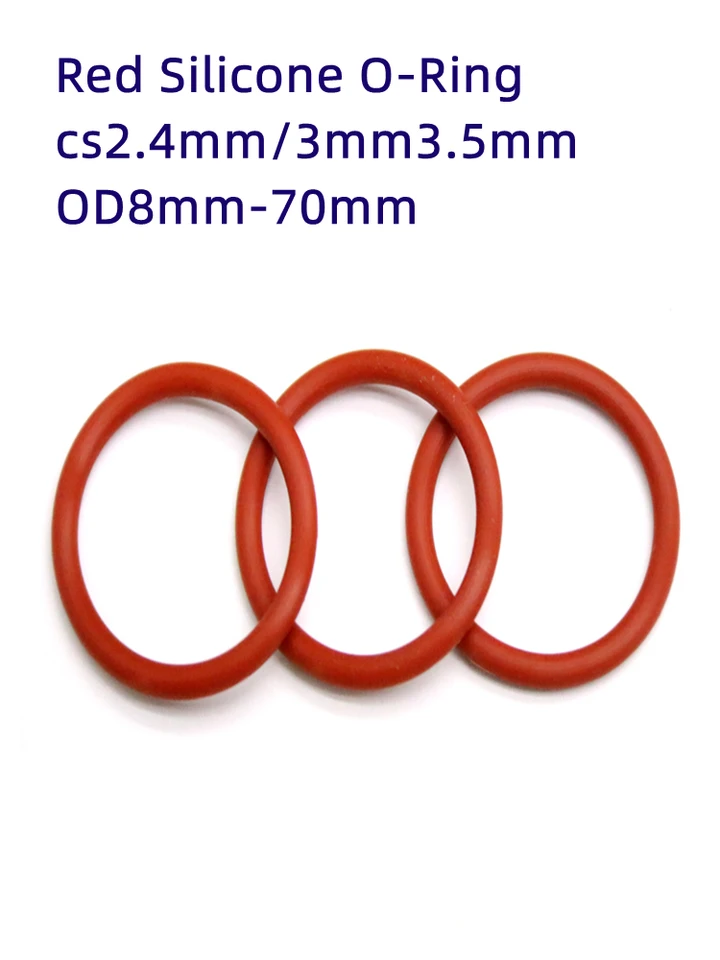 50ks/10ks červený silikón O-krúžok OD8MM-70MMCS (hrúbka) 2,4 mm/3 mm/3,5 mm izolačný vodotesný a olej odolný proti oleju