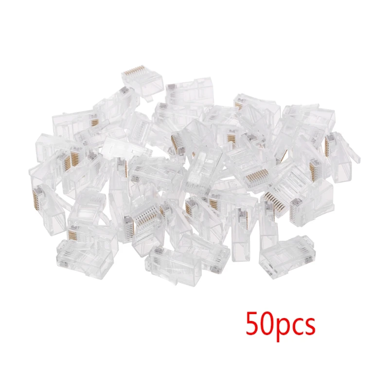 50ks 10p10c RJ45 RJ48 RJ50 CAT5E UTP Ethernet Connector Network Modular Crystal Plug 10-kolíkový sieťový konektor kábla