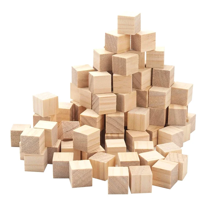 50ks 2 cm drevené bloky, nedokončený blok prírodného dreva Kocka pre domácich majstrov pre domácich majstrov