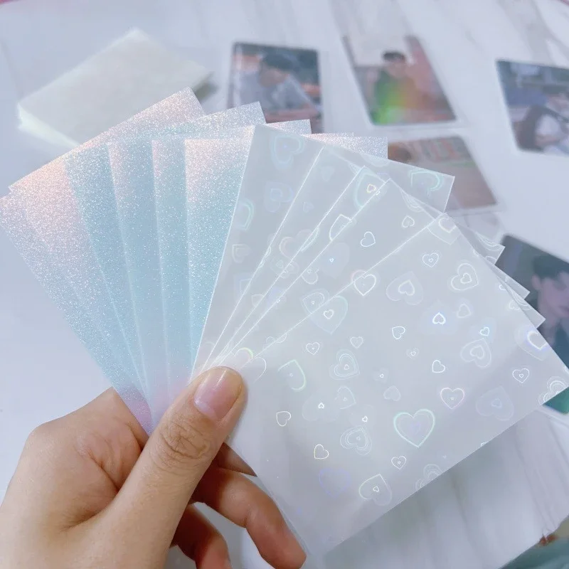 50ks 20 Hodváb vysoký priehľadný CPP Card Film Laser Love Small Card Ochranný film KPOP Card Ochranné filmové dekorácie
