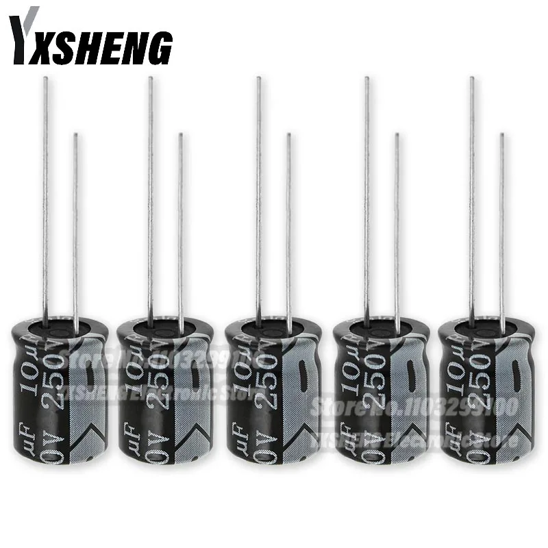 50ks 250V10UF 8*12 10UF 250V Hliníkový elektrolytický kondenzátor 18x30 mm