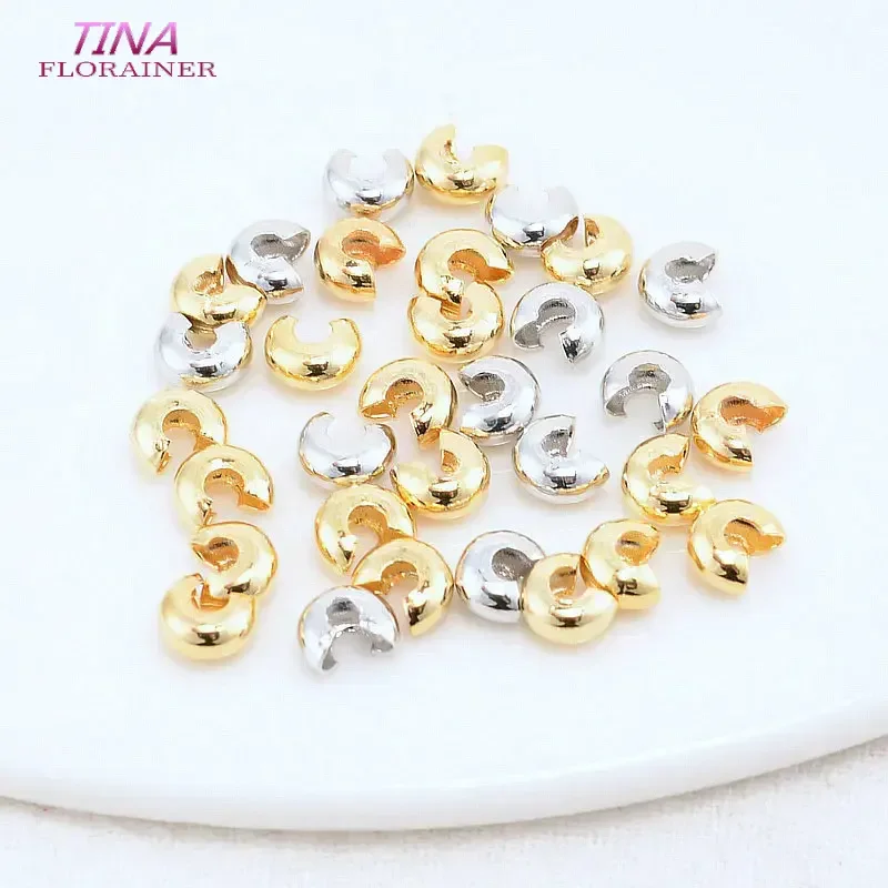 50ks 3 mm/4 mm 18k 18k zlatá farba Otvorené kučeravé korálky Kryty kučeravých guľôčkových guľôčok Stopper Spacer Percers pre kutilské šperky výroby dodávok