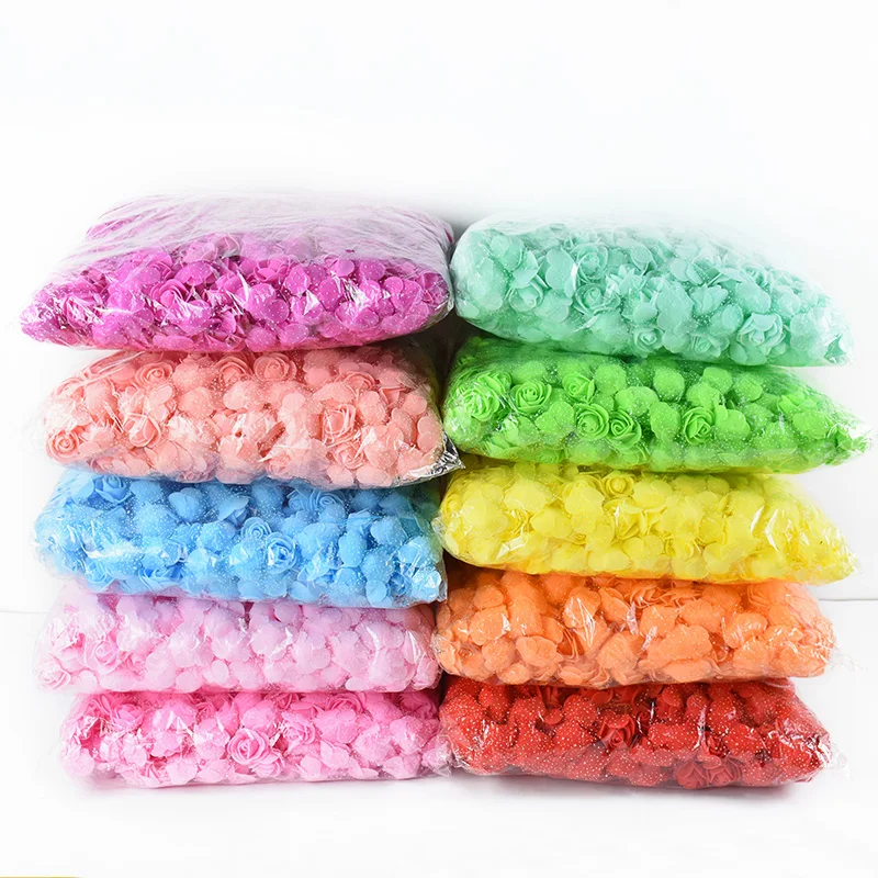 50ks 4 cm mini čipka penová umelá kvetina Multicolor Rose Svadba svadobné narodeniny Valentín Deň párty dekorácie DIY Craft Veniec Darček