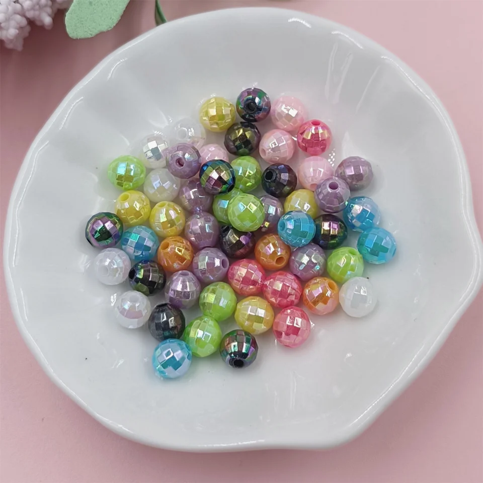 50ks 5*6 mm kreatívne akrylové ab svetlé farby viacstranné guľôčky guľôčok DIY šperky