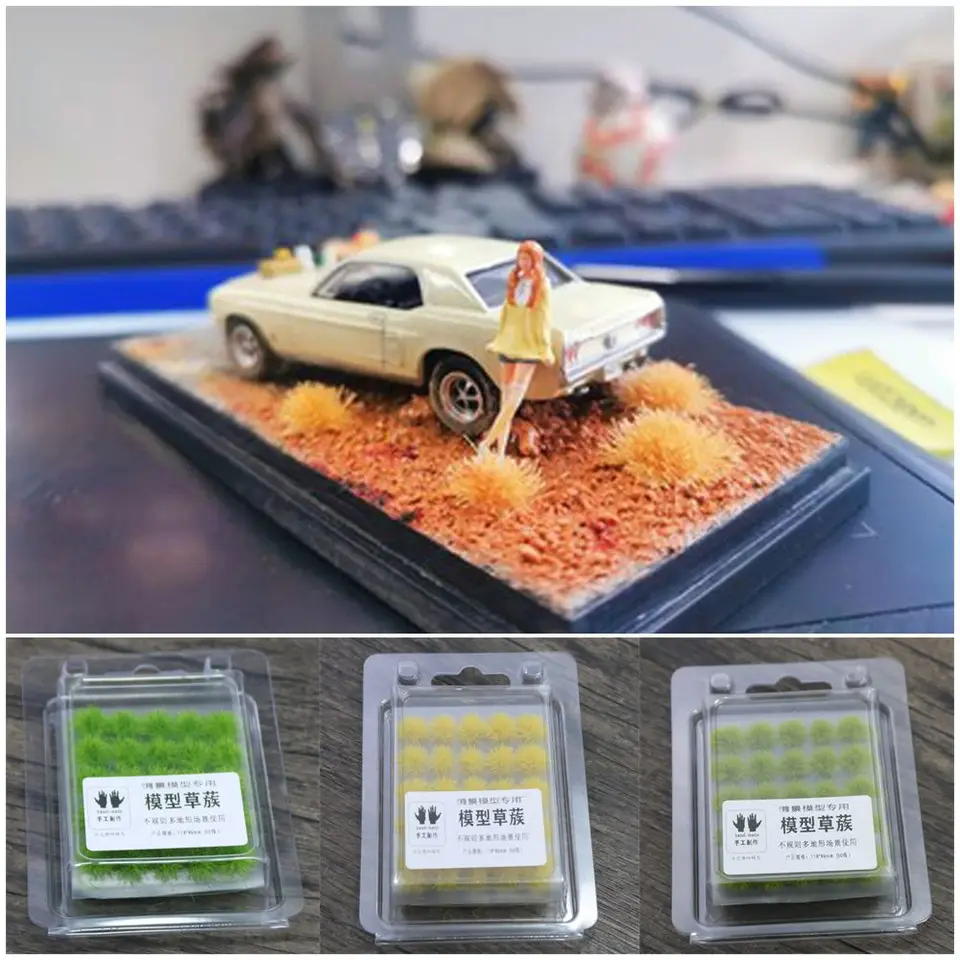 50ks 5 mm umelé trávne chumáčiky miniatúrne trávne kríky rastlinné klastra Multi-terrain simulačný model pieskové stolové scéna DIY