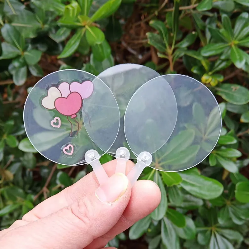 50ks 5cm roztomilý mini priehľadný prázdny fanúšik detské deti deti DIY Art Fan Fan Svadba narodeninovej oslavy laskavosti priateľka priateľu nápady darček