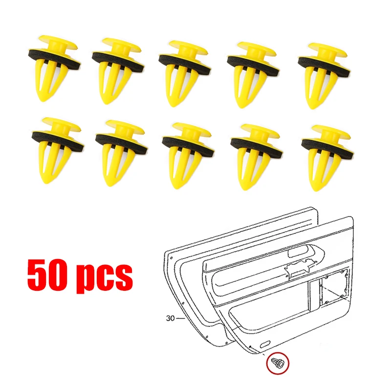 50ks Automatické upevňovacie svorky Clips Car Plastová pevná spona pre Mercedes Benz A Class W168 W169 W176 W177 C trieda W203 W204 W205 ML350 AMG