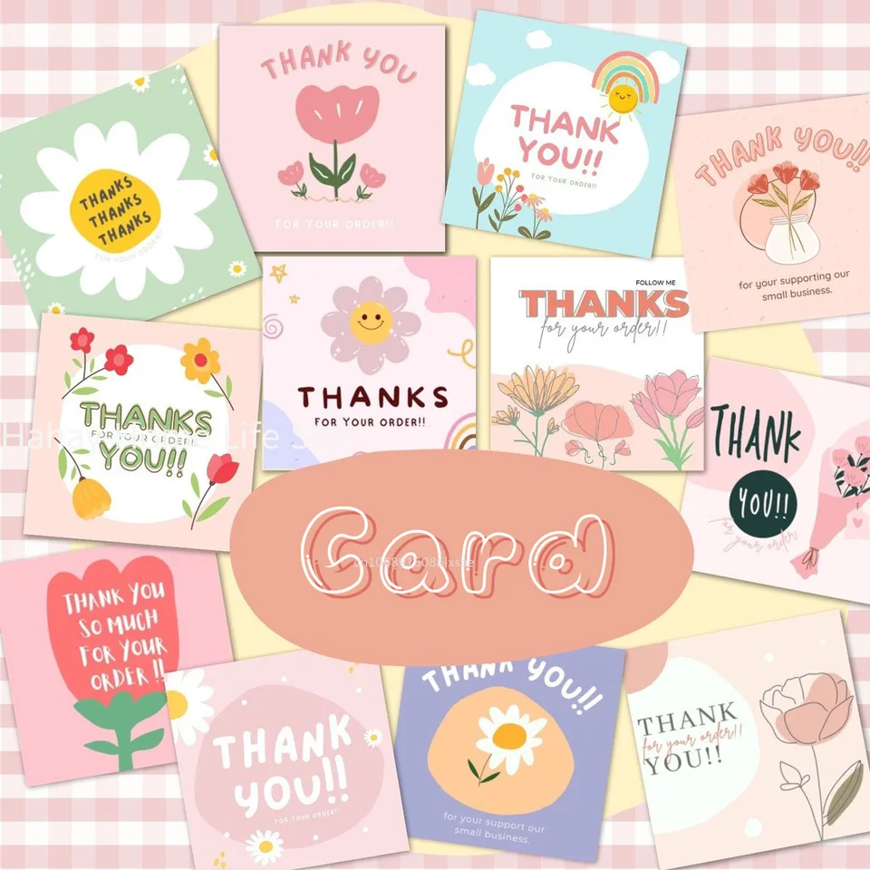 50ks/balenie Mini kvetinové poďakovanie za karty za darčekové boxy na sviatočné karty Bakery Flower Shop Small Firmy Decor Cards