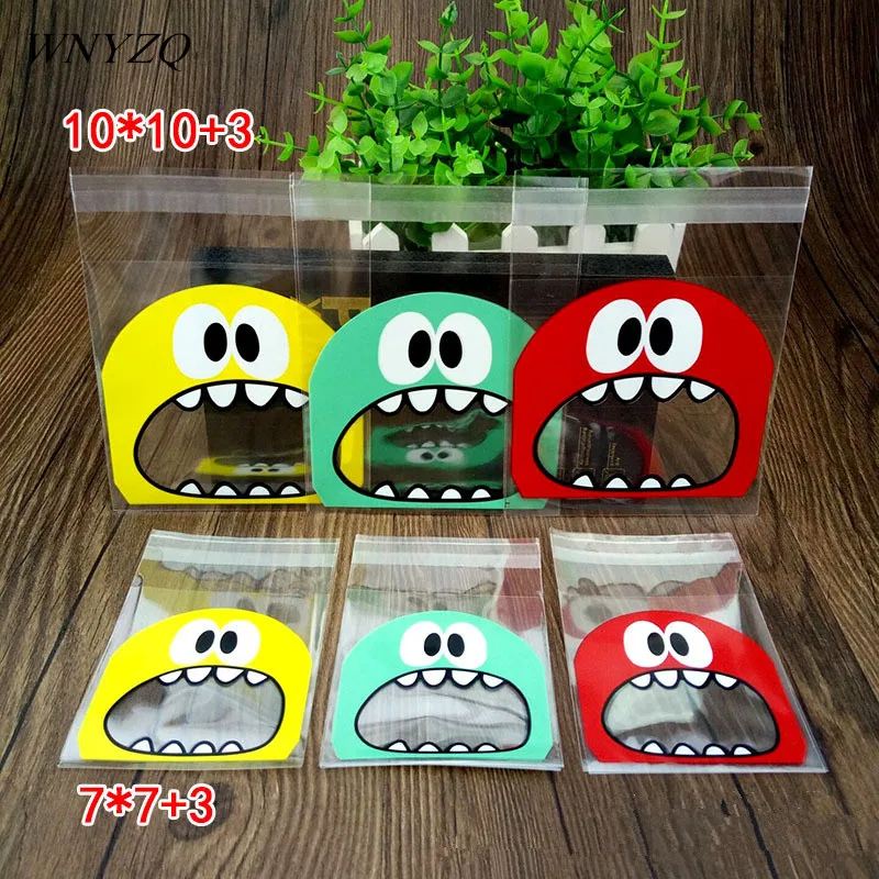 50ks/balenie Priehľadné plastové tašky Candy Cookie Darčeková taška Čisté opp Self Adhesive Vrecko na narodeniny oslavy Candy Balenie Bag 8Z