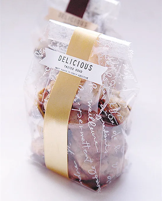50ks Clear Letter Printing Cookie Balenie vrecká so základnou doskou súpravy pekárne darčekové balenie