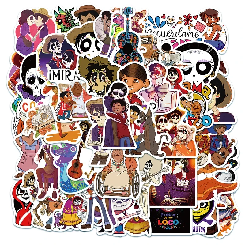 50ks Disney Cartoon Coco Stickers estetické DIY notebook telefónny puzdro Scrapbooking Chladnička Deti DETI Roztomilé nálepky na nálepky Balíky