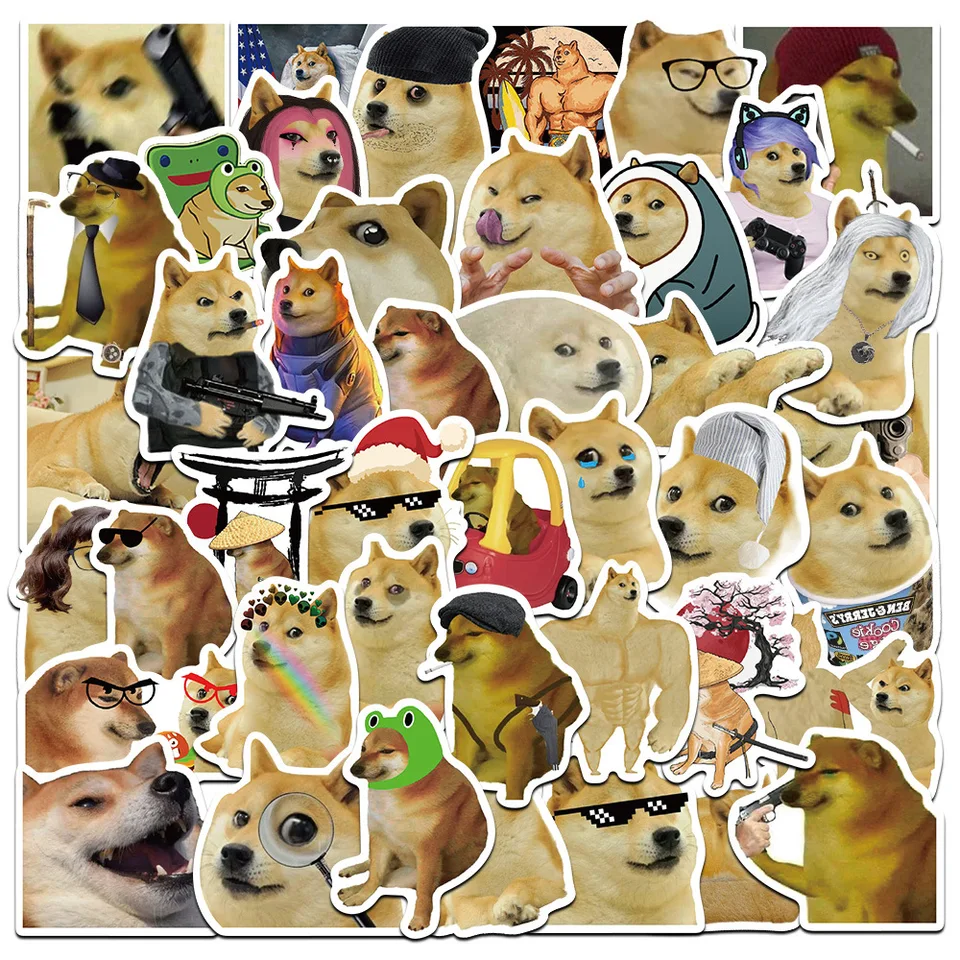 50ks Funny Dog Buff Doge nálepky Nálepky