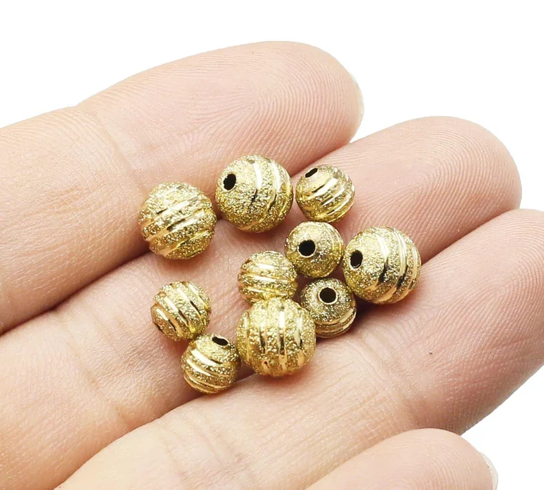50ks guľaté korálky na rozrezanie, surové mosadzné guľôčkové korálky, korálky s blingom, 6 mm, 8 mm, výroba náramkov, šperkov R2841