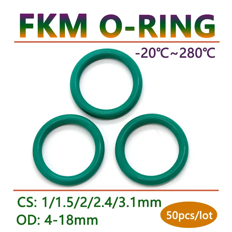 50ks hrúbka CS 1 1,5 2 2,4 3,1 mm zelená fkm fluór gumová guma O kruhové tesnenie OD 4-30 mm OLE-Kruh OLEDES OLESORE OKADLA