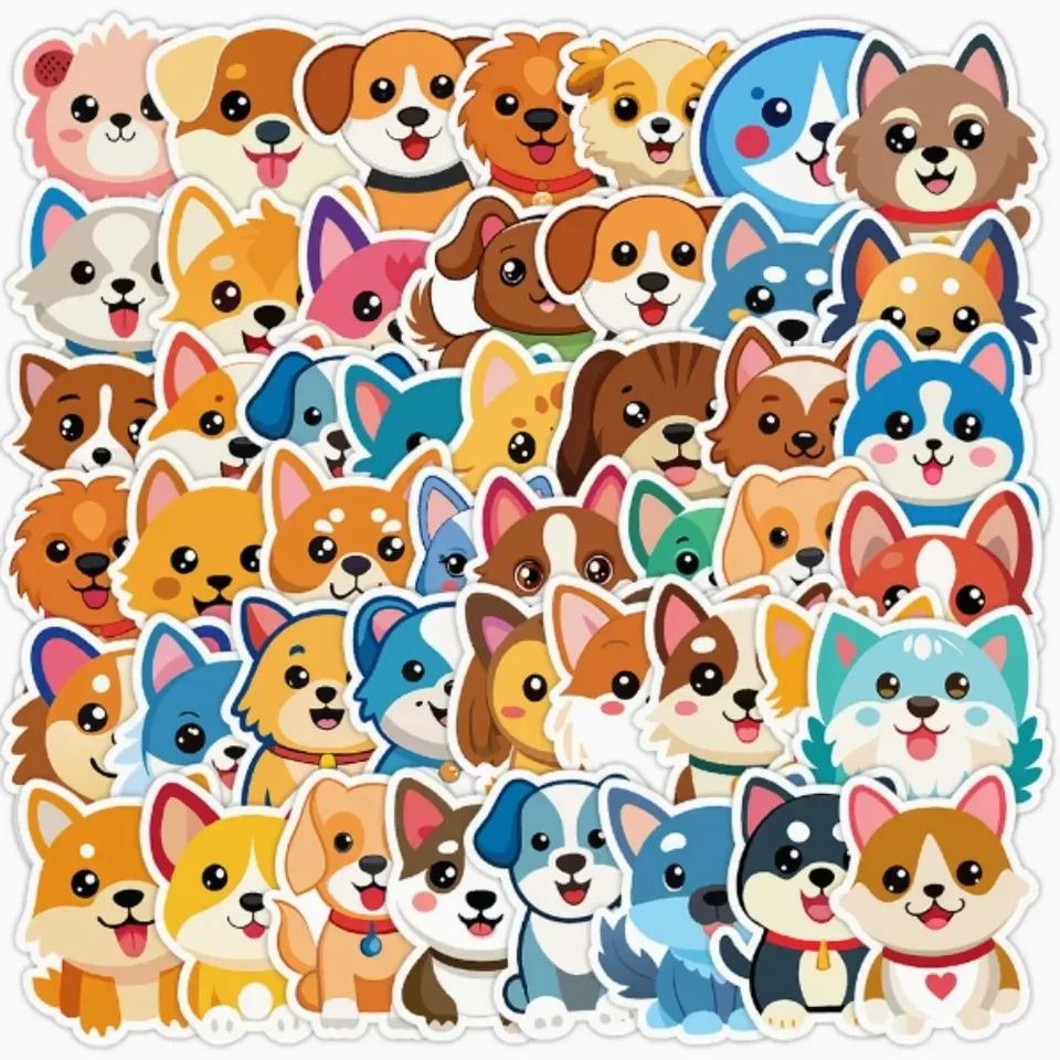 50ks karikatúra kawaii corgi šteňa psa nálepky DIY vodotesné graffiti zvieracie obtisky notebook prenosný telefón gitara batožina výzdoba