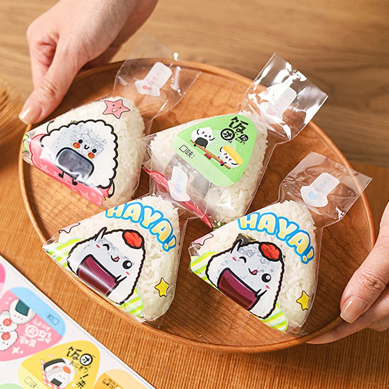 50ks karikatúra prenosný trojuholník ryžový guľový baliaci taška na balenie morských rias Sushi taška Japonská kuchyňa Výroba nálepiek na príslušenstvo bento