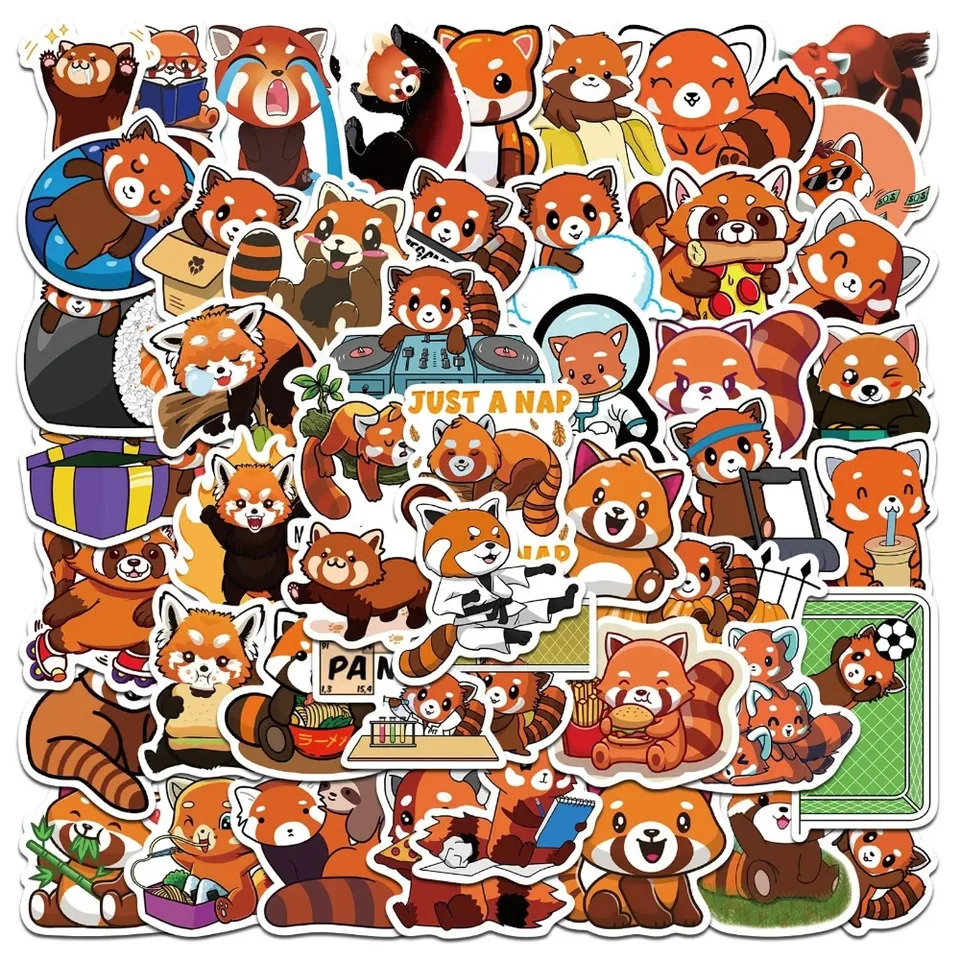 50ks karikatúra roztomilý červená panda nálepka graffiti iPad batožina automobilový pohár gitary pre domácich majstrov helma dekorácia helma