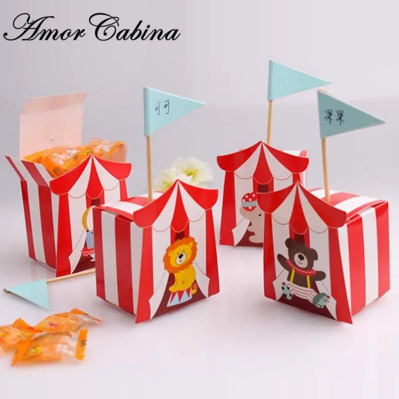 50ks kreatívne cirkusové témy Dodávky Dodávky Karikatúra Candy Box Detský narodeniny vianočné večierky Detské potreby