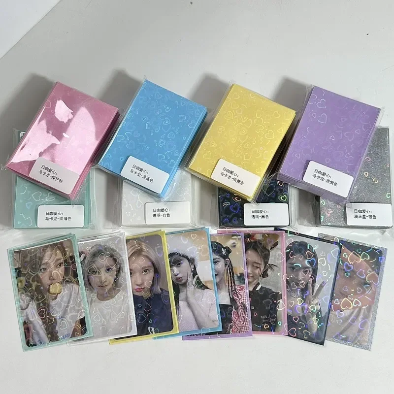 50ks laserové srdiečko Glitter Film držiteľov karty Kpop idol Zhromažďovanie ochranných filmových kariet Fotocard Game Cards Protector Ruckves