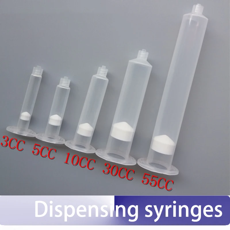 50ks/lot Dispencing Striedky 3cc 5cc 10cc 30 ccm 55 ccm americké injekčné striekačky Dávky ihly priehľadné s piestom