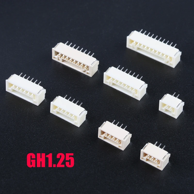 50ks/lot GH 1,25 mm leží s uzamknutým konektorom SMT Horizontal 2p 3p 4p 5p 6p 8p jst hlavičky konektora