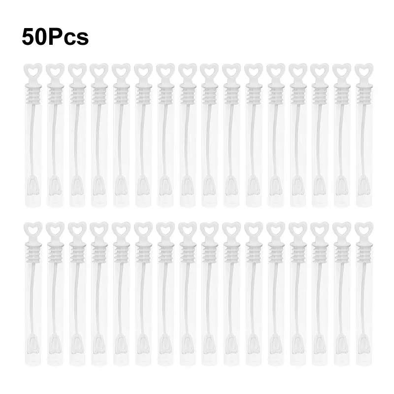 50ks Love Heart Wand Prázdne bublinové mydlové fľaše Deti vonkajšie zábavné hračky Bubble Svadobné narodeninové oslavy bábätká