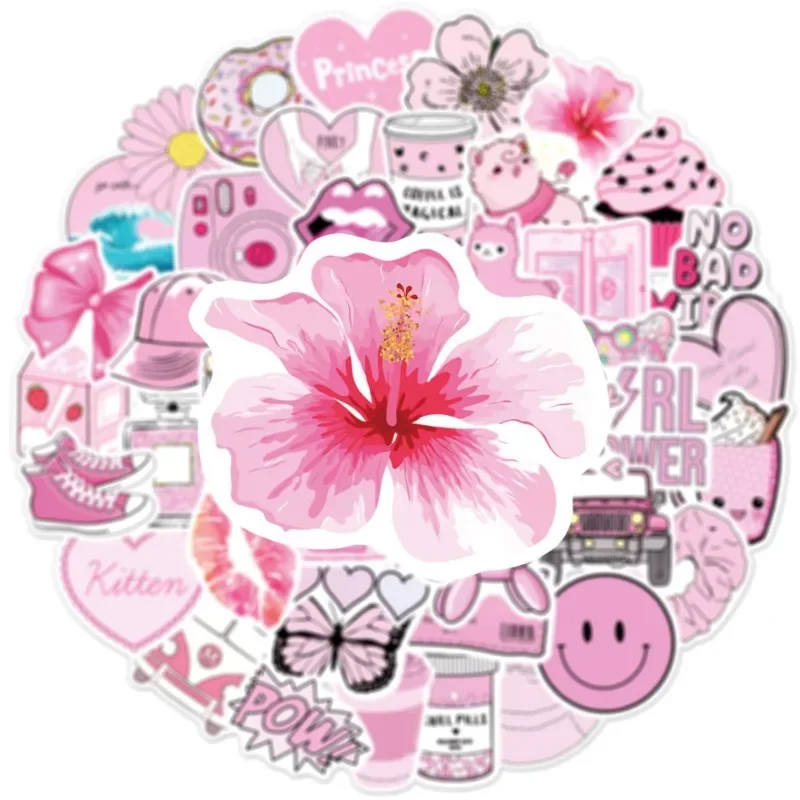 50ks Lovely Pink Sweet Graffiti Motorbike Helme Stumpers