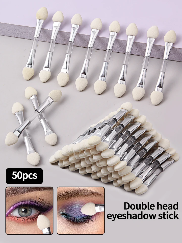 50ks make-up očné tieňové kefy s dvojhlavou kozmetickými nástrojmi Kozmetické nástroje prenosné aplikátor prenosné kefy na kefy maquiagem nástroj