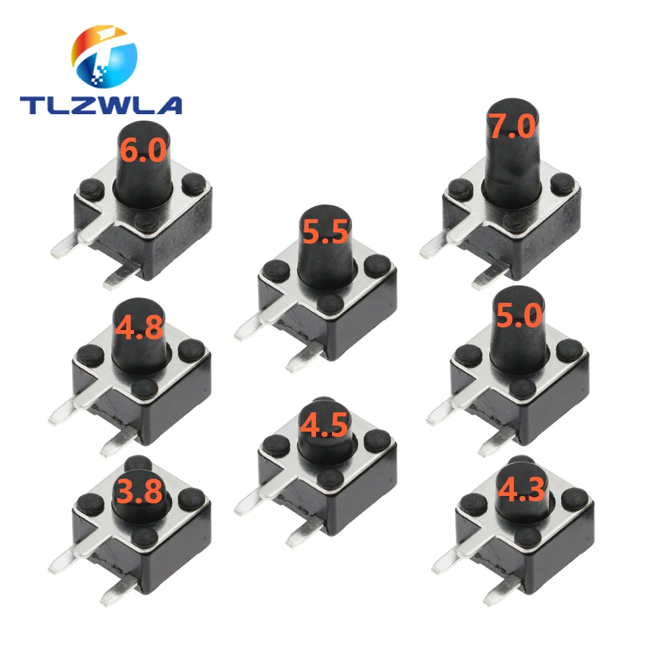 50ks Micro Switch 4.5*4,5 3P Button Momentary Hmat -TATH TAKTUJTE 3 PIN RGIHT uhol