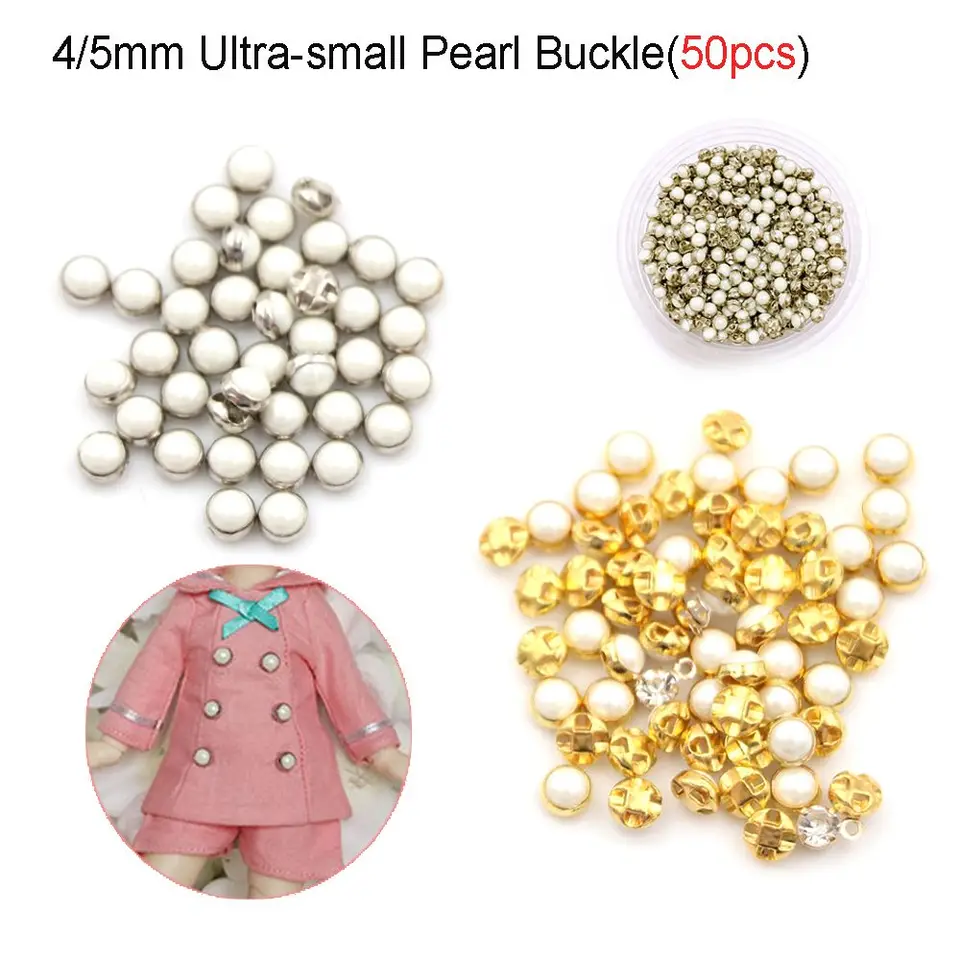 50ks Mini Doll Buttons Ultra-Small Pearl Buckle Doll Buck Buckle Doll Shoes Buckle Blyth Doll Clothing pracky