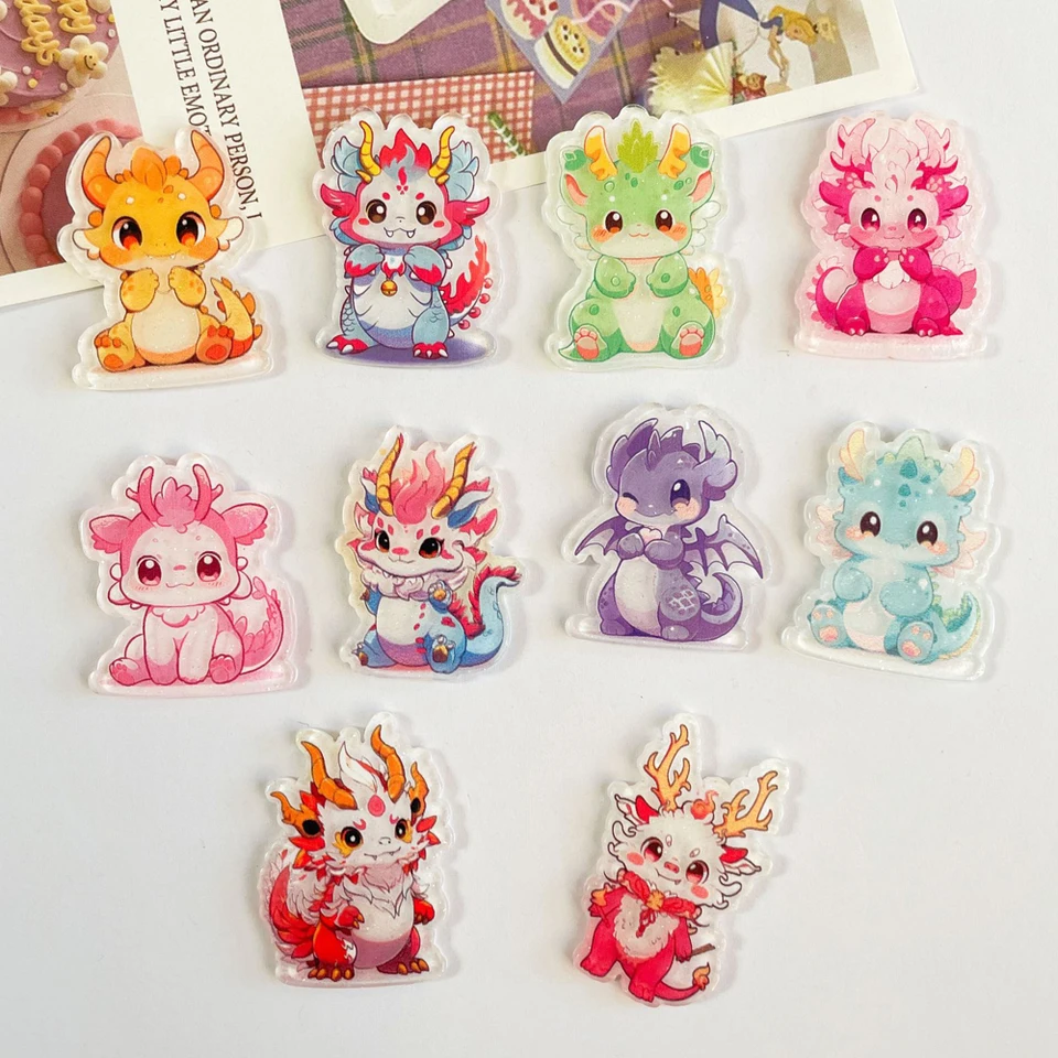 50ks mixové návrhy roztomilé kreslené draky plocheback planárna živici CaBochon DIY remeslá ozdoby pre vlasy
