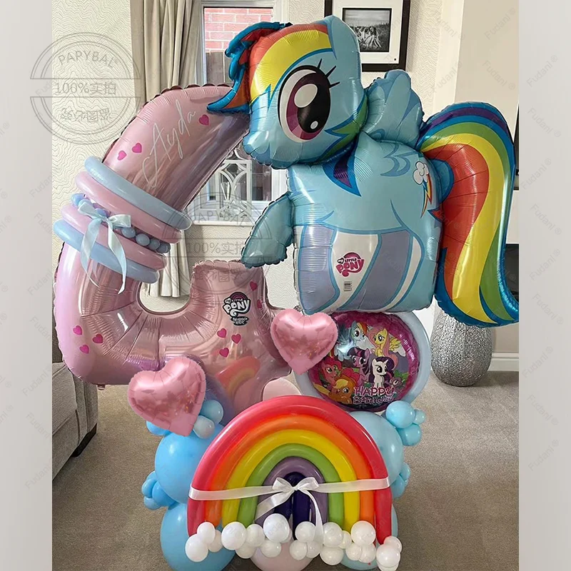 50ks My Little Ponyed Balloons s detským ružovým číslom bábätko Girl Girl Happy Birthday Party Dekorácie hélium hélium globos 2025